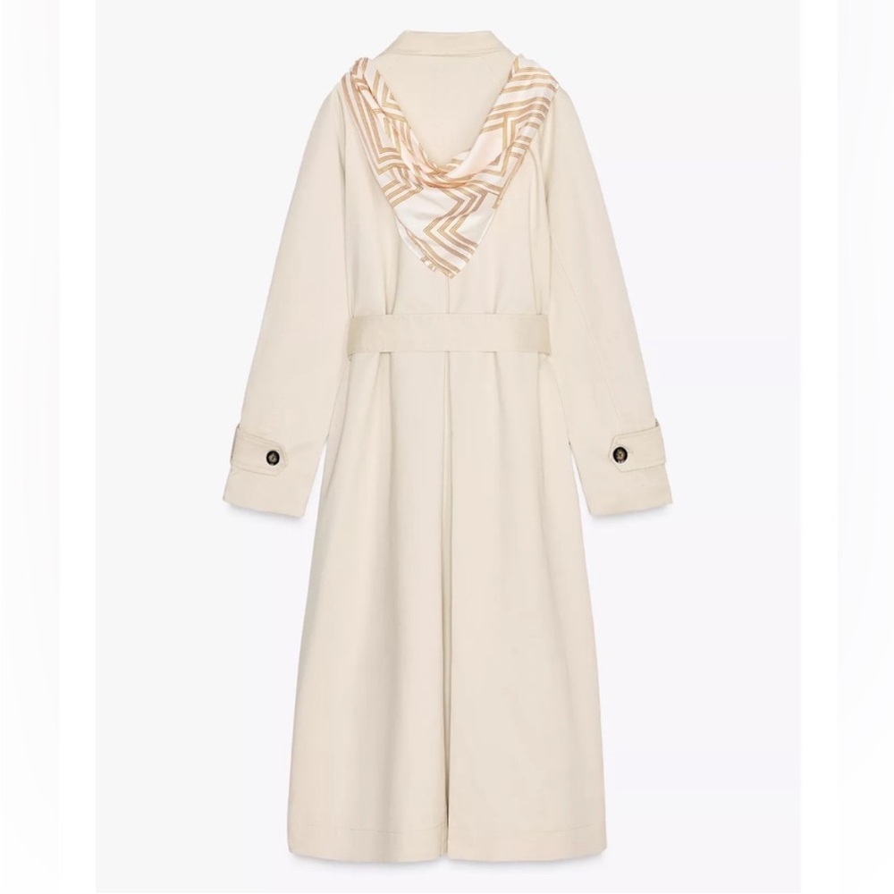 Zara Beige Trench Coat with scarf - Picture 9 of 13